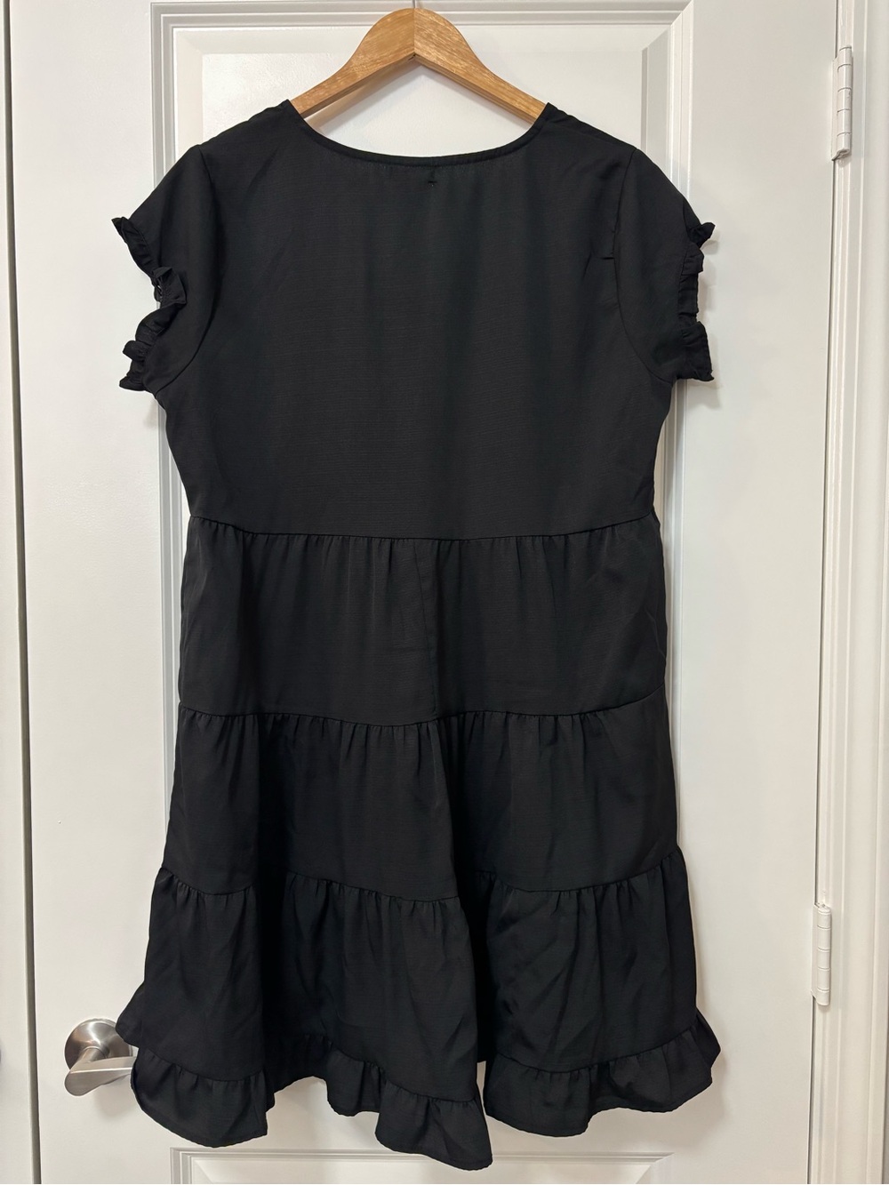 Style House Black Ruffle Hem Mini Dress, Size L - Picture 2 of 6